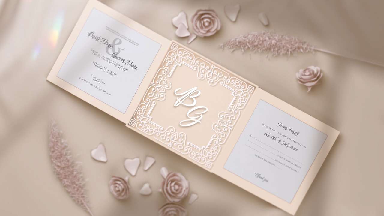 3d wedding invitation box free after effect template