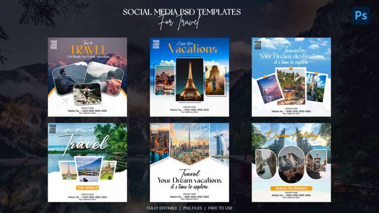 6 Travel Social Media Template For Photoshop