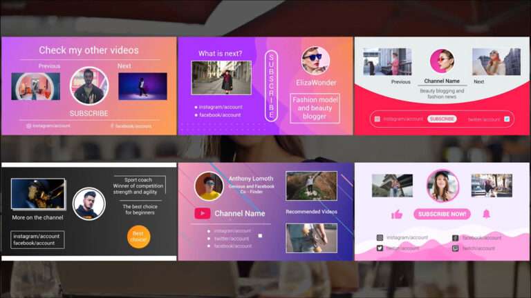 6 FREE Youtube End Screen Template for After Effect