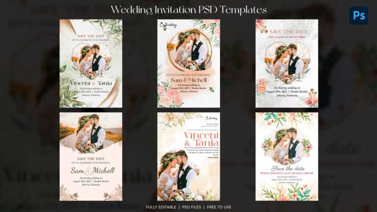 6 Wedding Invitations Templates For Photoshop