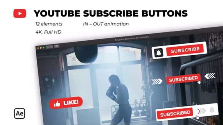 Youtube Subscribe Buttons Free After Effect Template