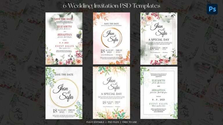 6 FREE PSD Templates for Wedding Invitations