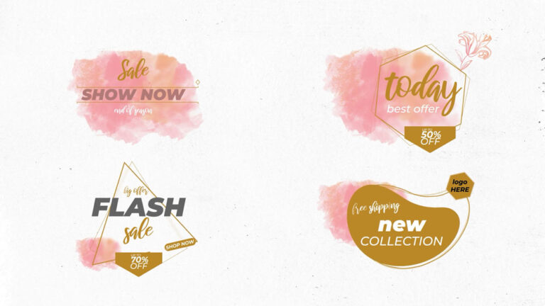 Watercolor Effect Title Stickers After Effects Template